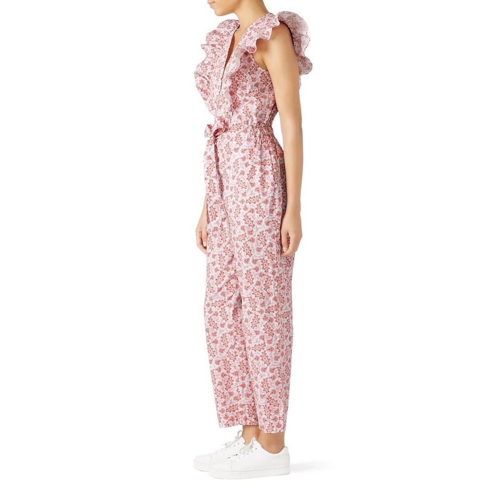 La Vie Rebecca Taylor Wave Paisley Floral Jumpsuit Romper Women's Medium Pink